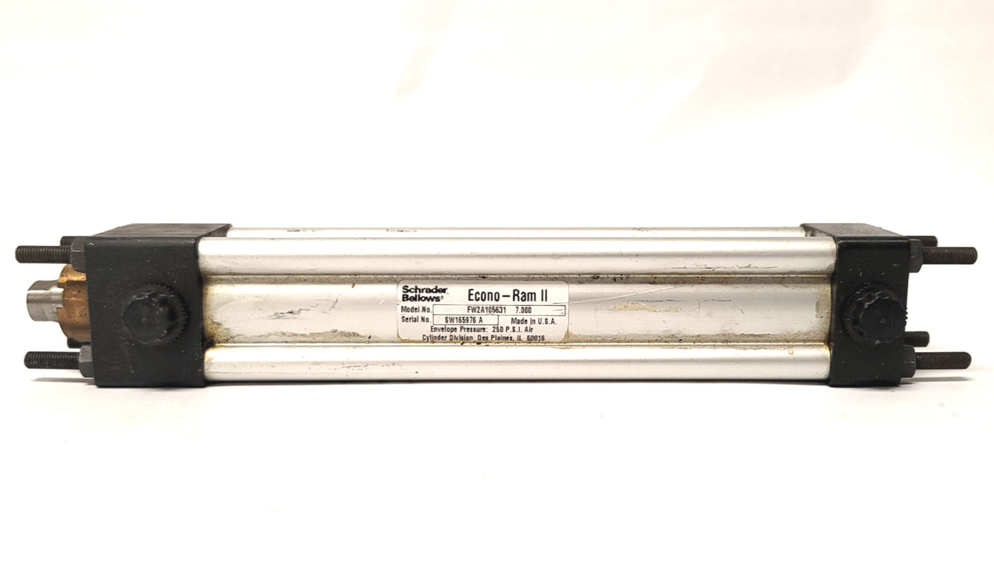 Used Schrader Bellows FW2A105631 Econo-Ram II Pneumatic Cylinder 7" Stroke 3/8" Ports