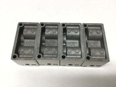 New – Open box Lot of 4 SMC SY3000-27-1 Solenoid Valve Sub-Plate Manifold Base, 5-Port, Rc 1/8"