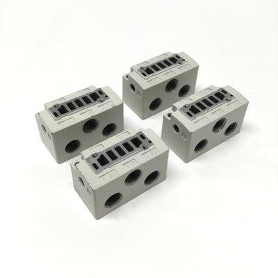 New – Open box Lot of 4 SMC SY3000-27-1 Solenoid Valve Sub-Plate Manifold Base, 5-Port, Rc 1/8"