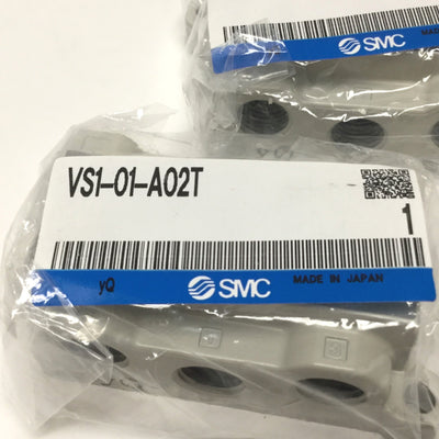 New Lot of 2 SMC VS1-01-A02T Solenoid Valve Sub-Plate Manifold Bases 5-Port 1/4" NPT