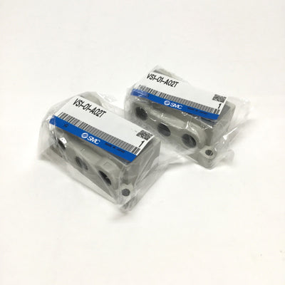 New Lot of 2 SMC VS1-01-A02T Solenoid Valve Sub-Plate Manifold Bases 5-Port 1/4" NPT