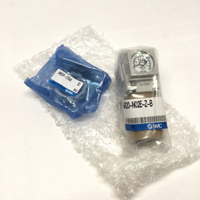New SMC AR20-N02E-Z-B Pneumatic Pressure Regulator 1/4" NPT, Built-In Gauge 7-125psi