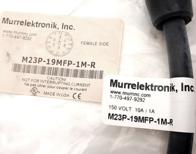 New Murrelektronik M23P-19MFP-1M-R M23 90° Cable 150V 10A 1m Long 19-Pole Connectors