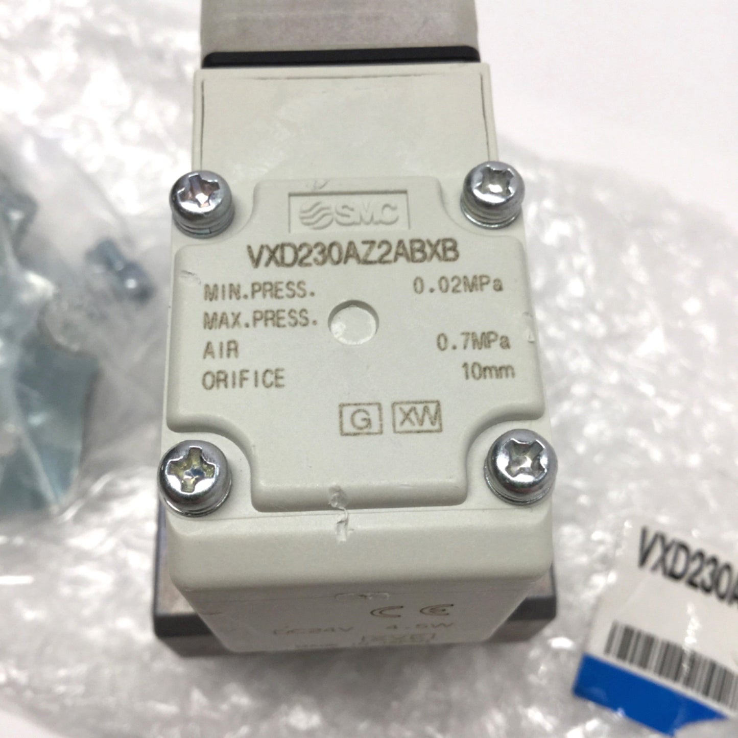 Used SMC VXD230AZ2ABXB Solenoid Air Valve 2-Port NC, 0.02MPa-0.7MPa, 24VDC, 1/4" NPT