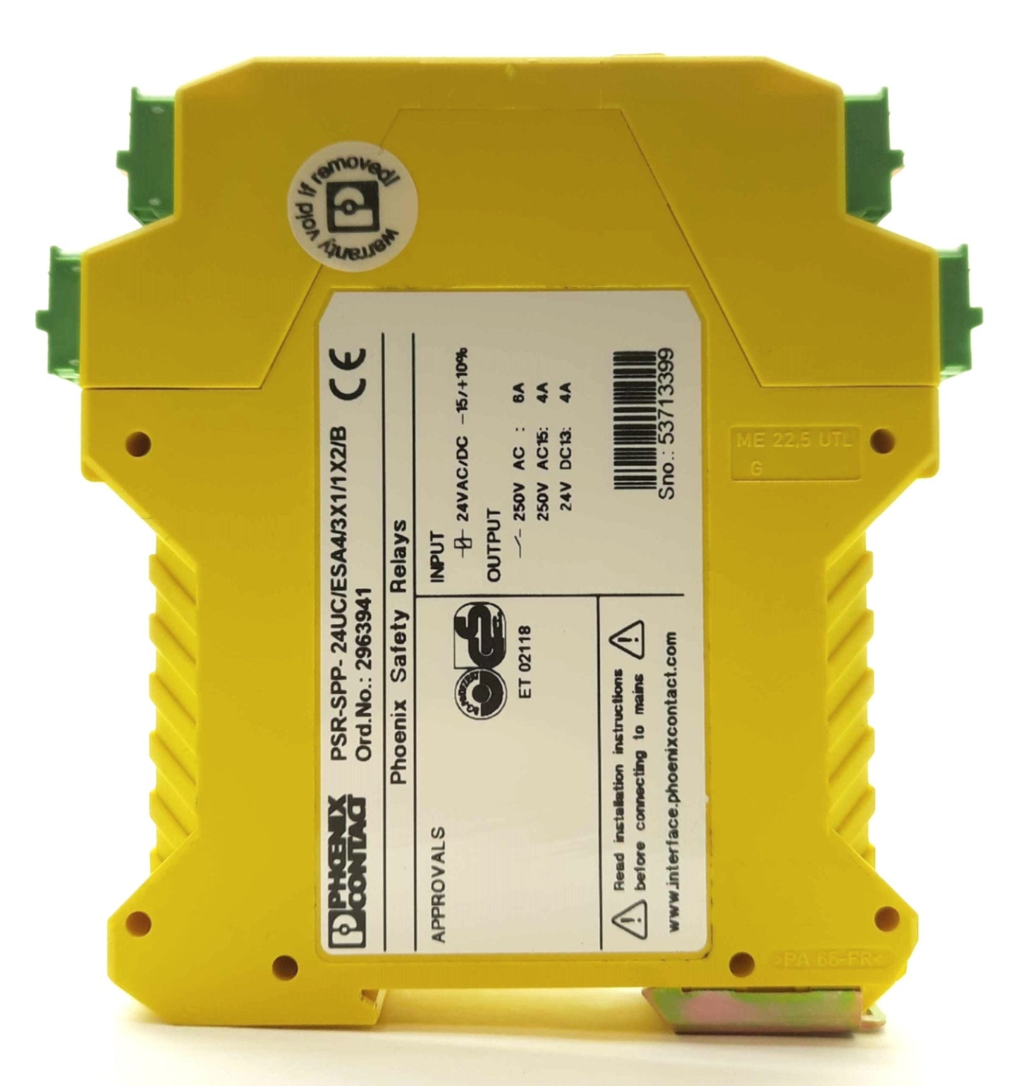 Used Phoenix Contact PSR-SPP-24UC/ESA4/3X1/1X2/B Dual-Channel Safety Relay 24VDC