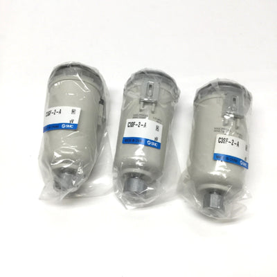 New Lot of 3 SMC C3SF-2-A Modular Air Filter Bowl Assembly, 1.0MPa, For AF30