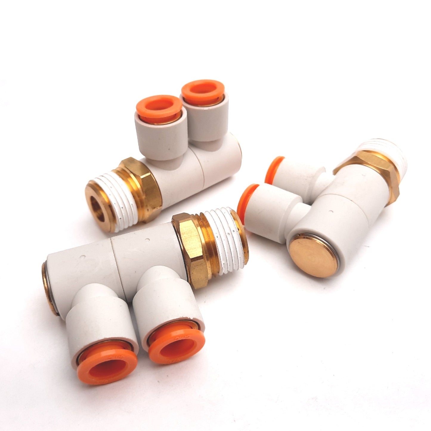 New Lot of 3 SMC KQ2VD11-37S One-Touch Double Elbow Fitting, 1/2" NPT to 3/8" Tube