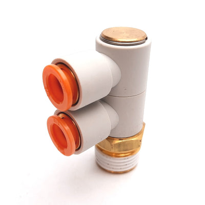 New Lot of 3 SMC KQ2VD11-37S One-Touch Double Elbow Fitting, 1/2" NPT to 3/8" Tube