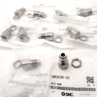 New Lot of 10 SMC KQB2E06-02 One-Touch Bulkhead ø6 Tubing, Rc1/4 Thread, 31.6mm Long