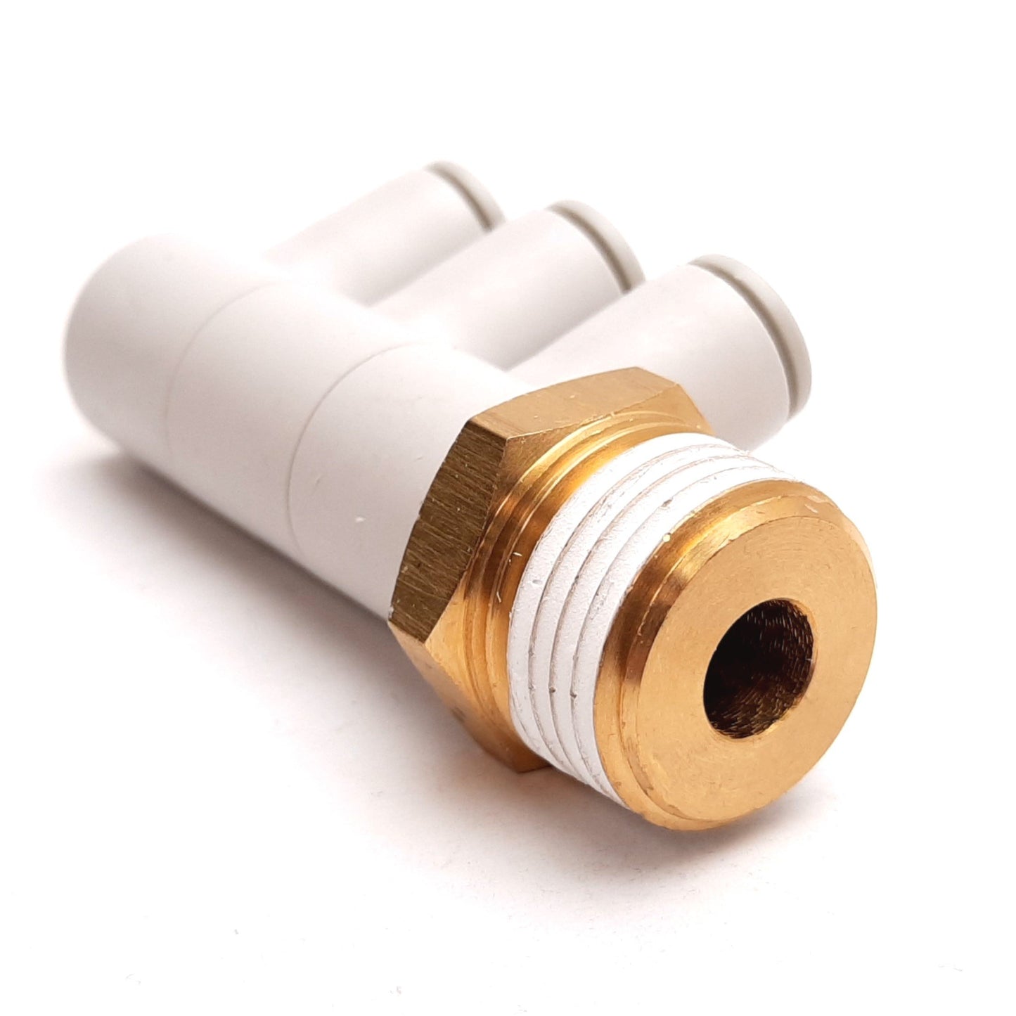 New Lot of 4 SMC KQ2VT08-04AS One-Touch Triple Elbow Fitting, R1/2 to 8mm Tube