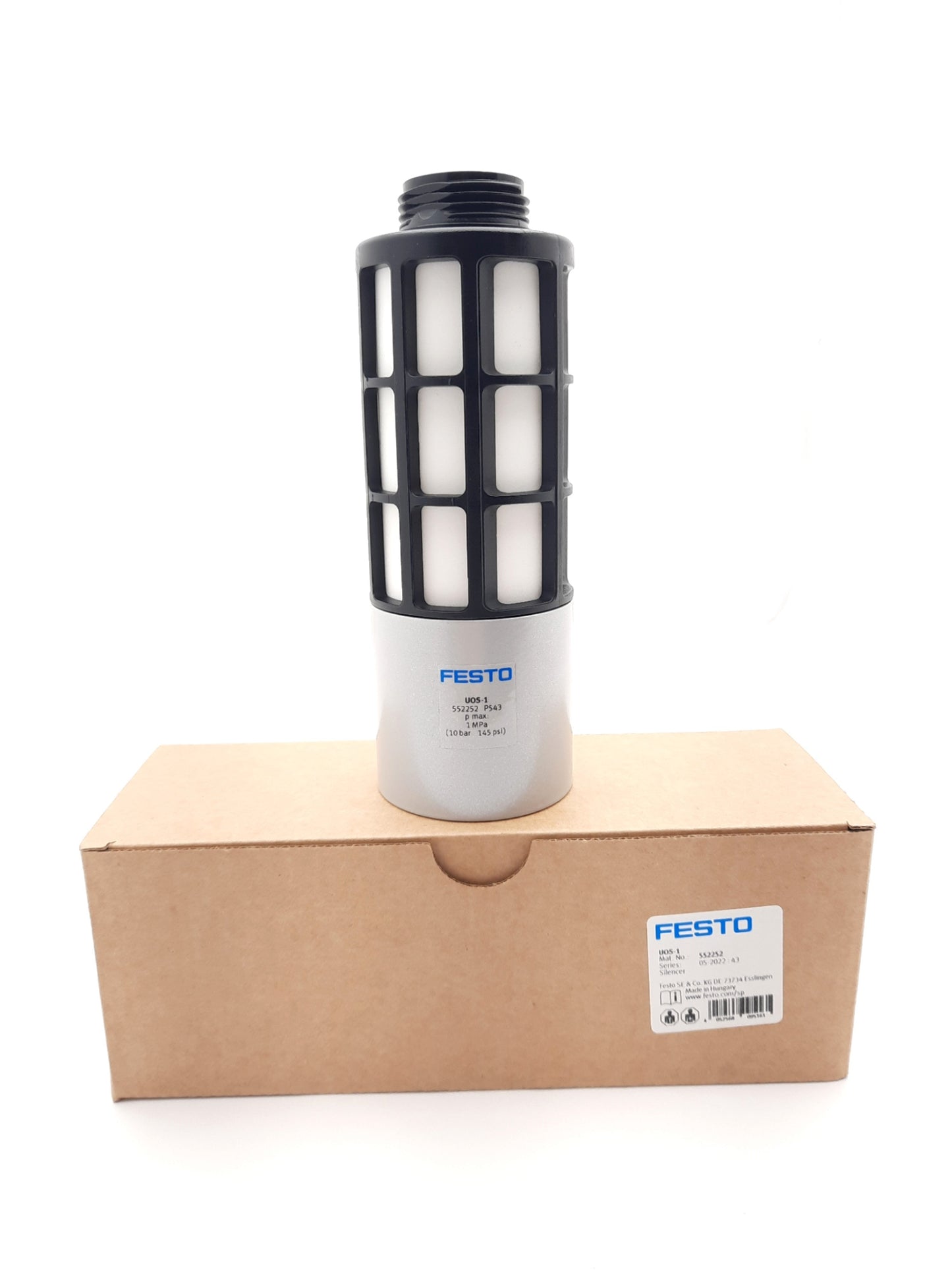 New Festo UOS-1 Pneumatic Muffler, Open Without Seal 0-145Psi, 75dB(A)