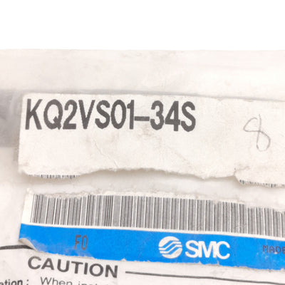 New – Open box Lot of 8 SMC KQ2VS01-34S Universal Male Elbow Fitting, 1/8" P2C to 1/8" NPT