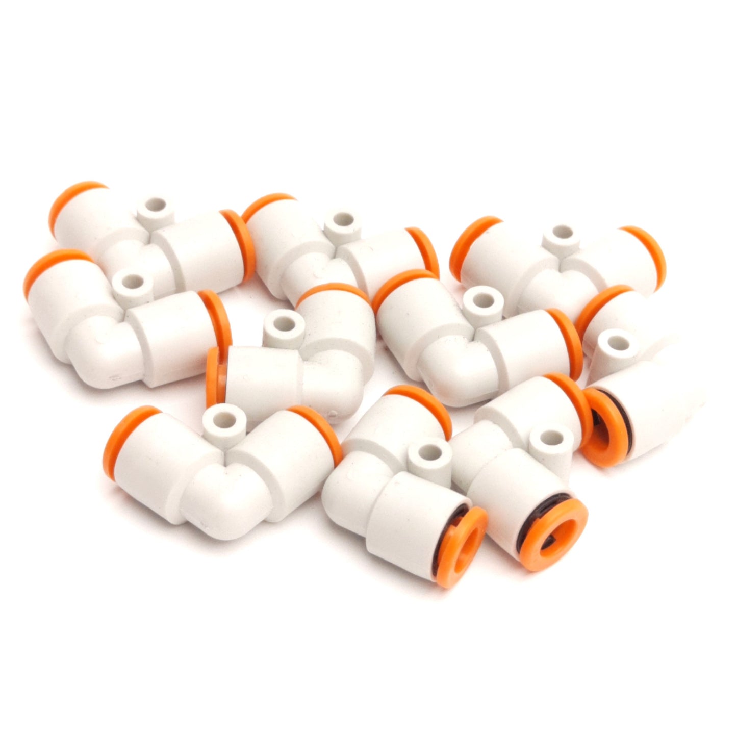 New – Open box Lot of 10 SMC KJL07-00 Push to Connect Union Elbow, 1/4" Tubing OD, 1MPa Max