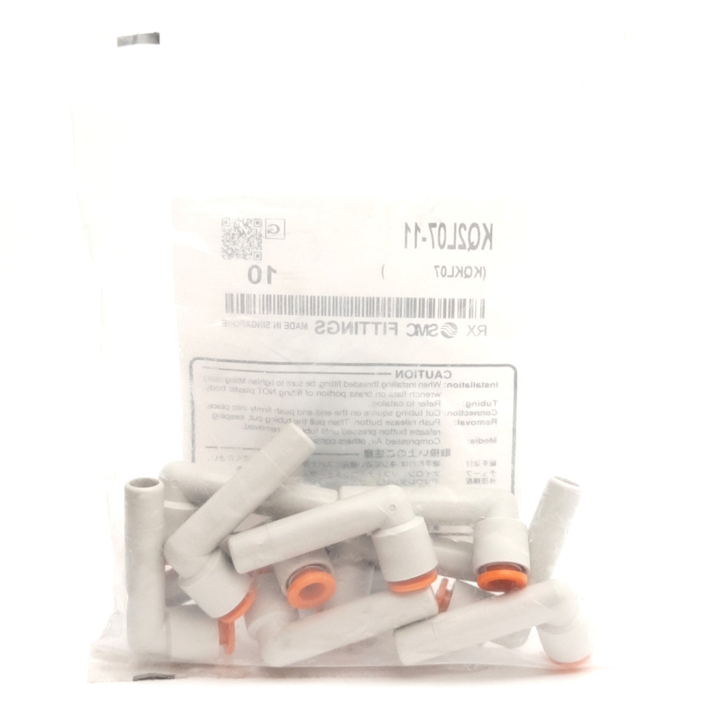 New Lot of 10 SMC KQL07-11 Reducer Elbow Fittings 3/8" P2C to 3/8" Tube, 1MPa Max