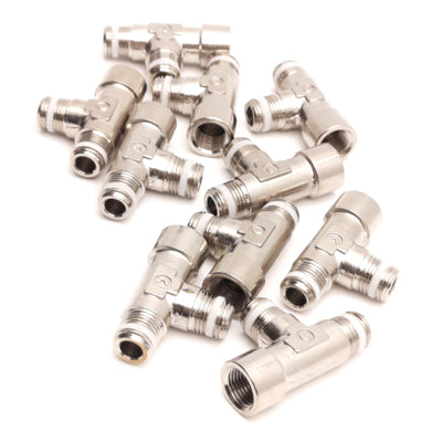 New – Open box Lot of 10 Camozzi S2050 1/8-1/8 Tee Sprint Fitting, Male R1/8 to Female G1/8
