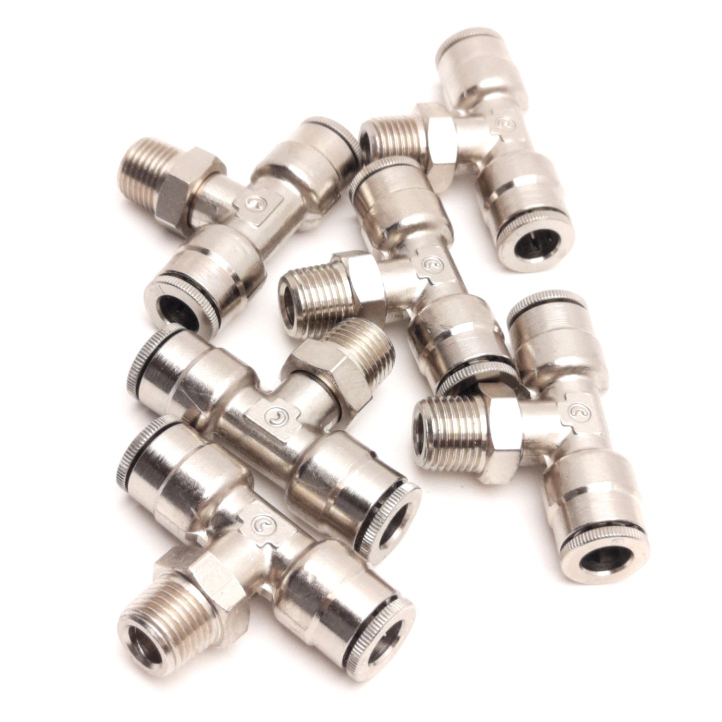 New – Open box Lot of 6 Camozzi 6430 04-02 Male Branch Tee Swivel, 1/4" Tubes to 1/8" NPTF