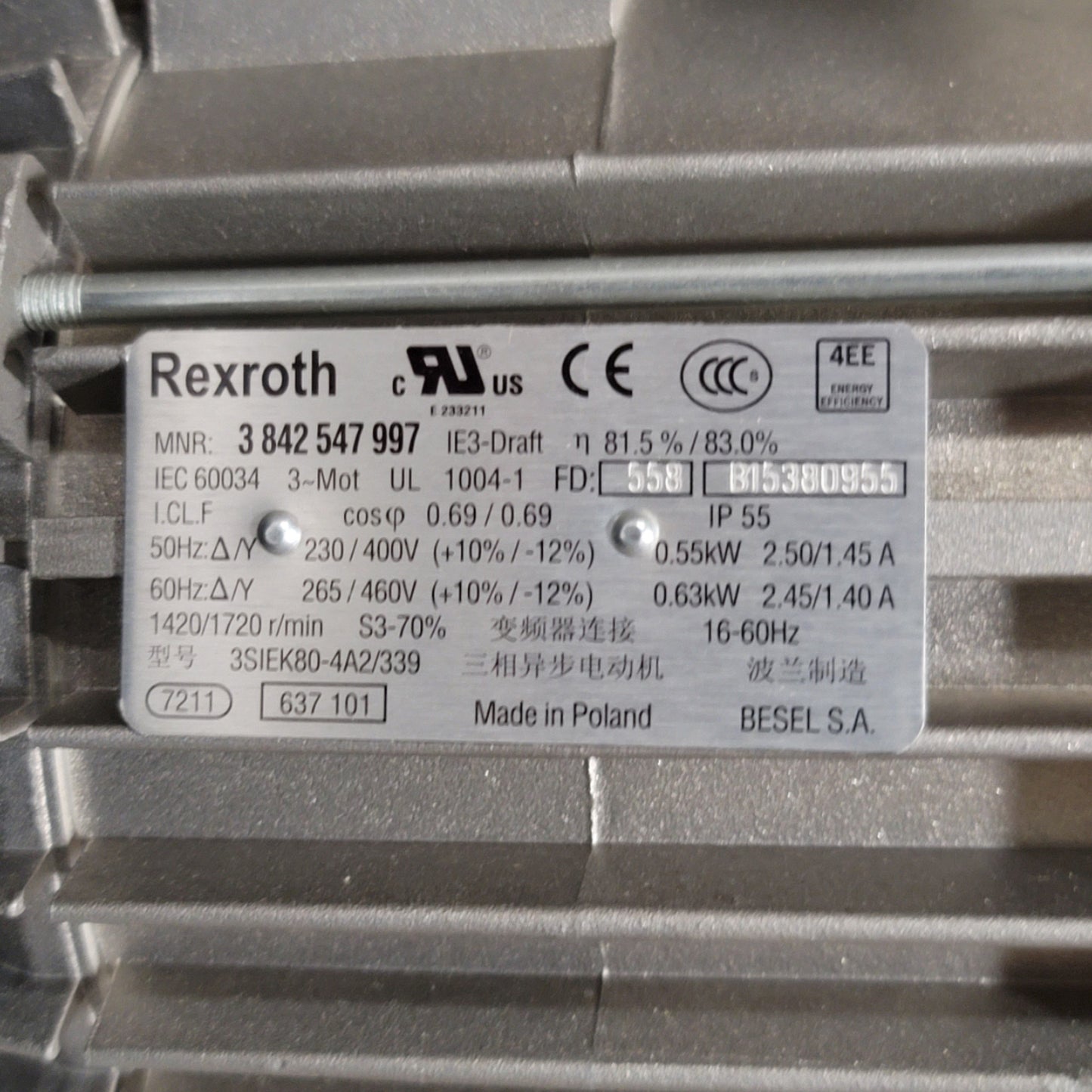 New Rexroth 3842999721 AS 2/B-250 Conveyor Drive Module, 480mm Width, 230/460VAC