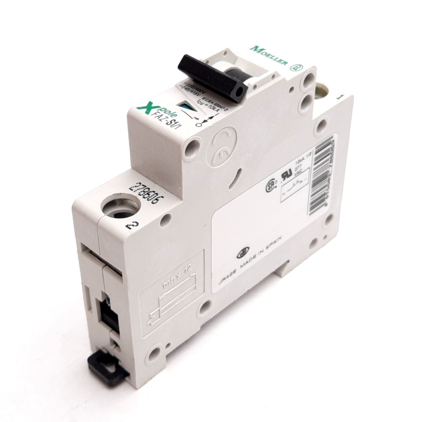 Used Moeller FAZ-S1/1 Circuit Breaker, 1-Pole, Rating: 1A 240/415VAC 60VDC, DIN Rail