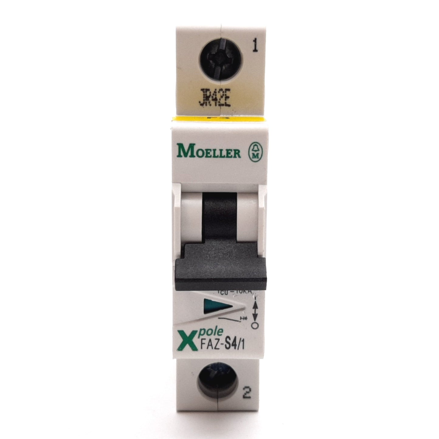 Used Moeller FAZ-S4/1 Circuit Breaker, 1-Pole, Rating: 4A 240/415VAC 60VDC, DIN Rail