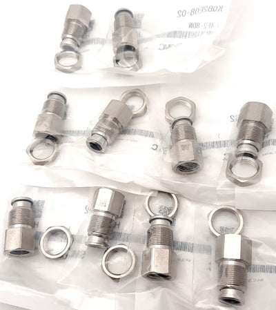 New Lot of 10 SMC KQB2E08-02 One-Touch Bulkhead ø8 Tubing, Rc1/4 Thread, 31.6mm Long