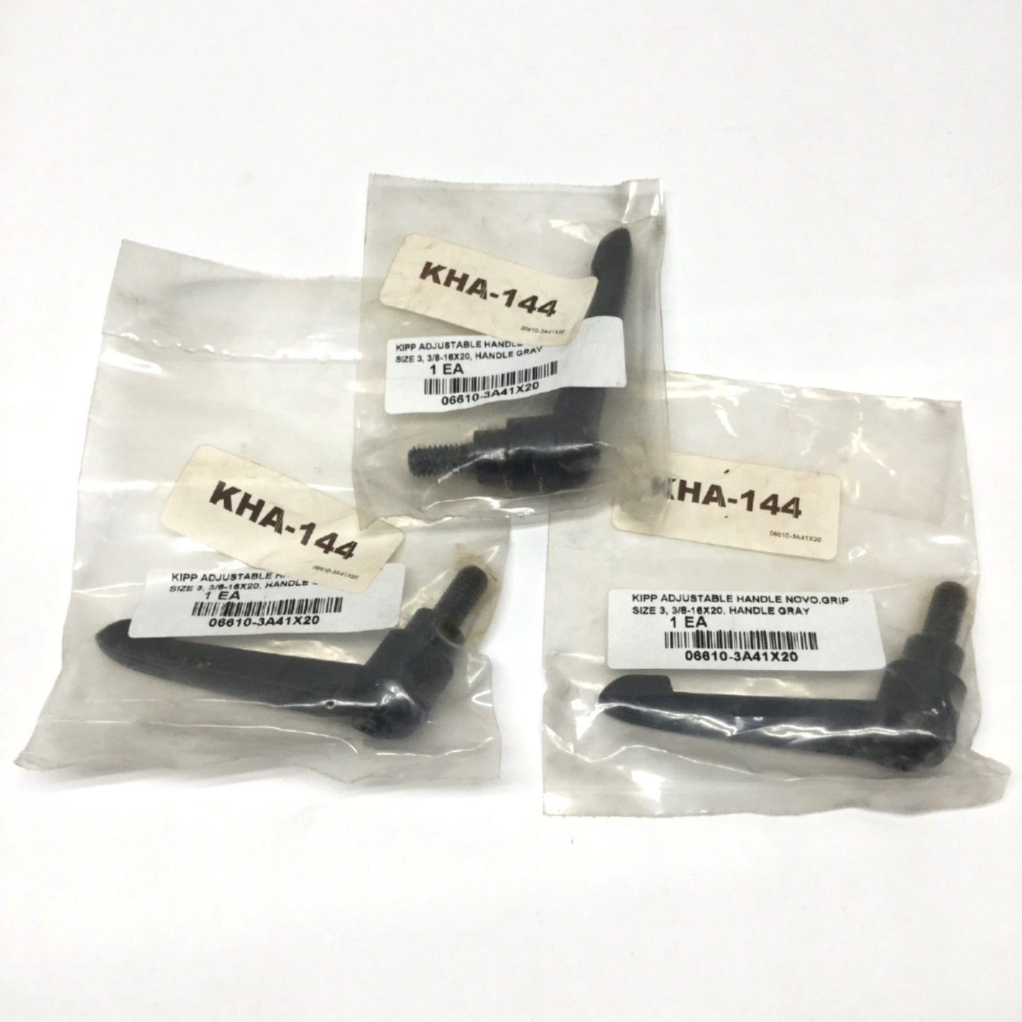 New Lot of 3 Kipp 06610-3A41X20 Adjustable Novo Grip Handle, Size 3, 3/8"-16x20