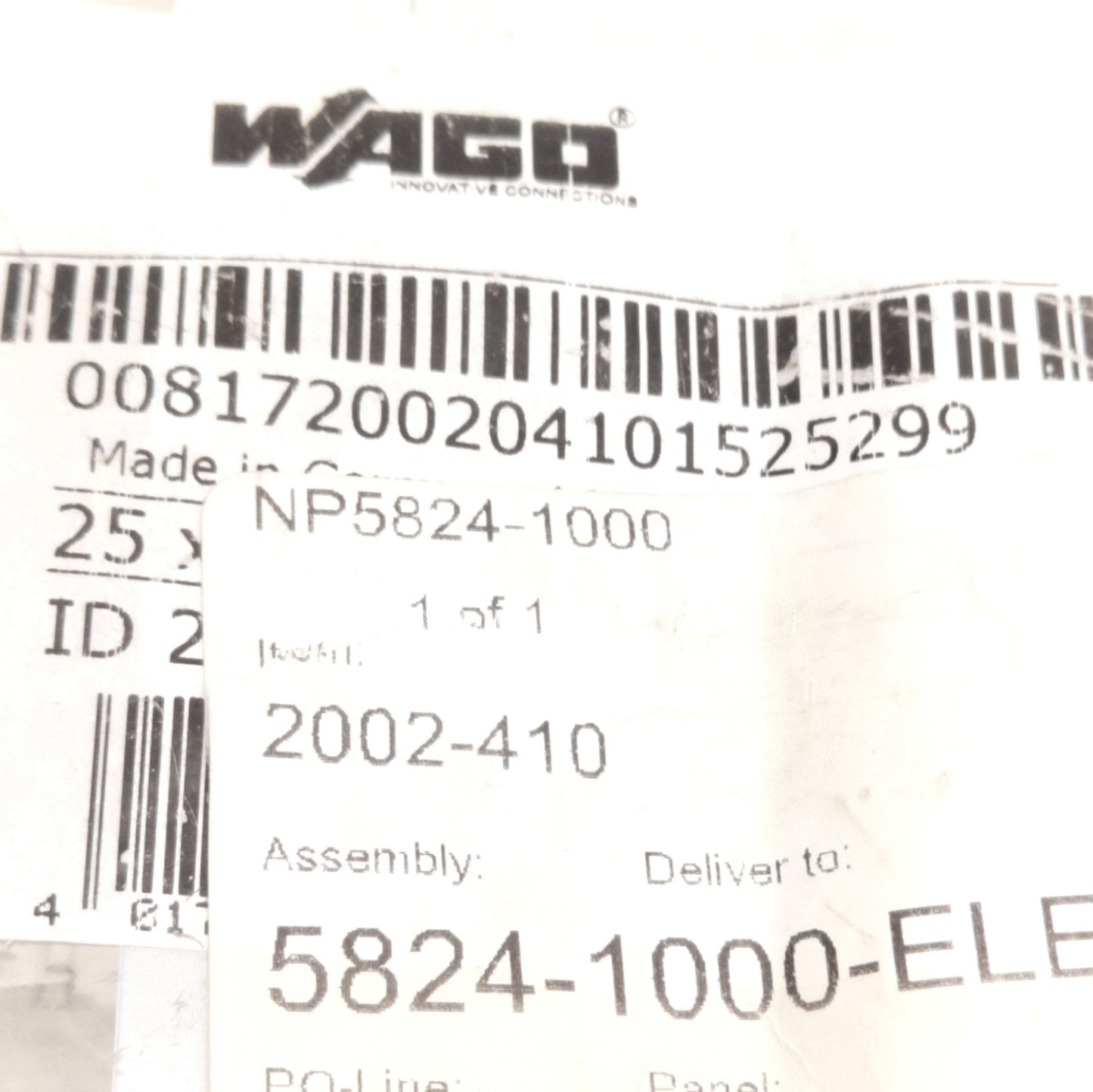 New Lot of 25 Wago 2002-410 Terminal Block Bus Bar / Jumper, 10 Position, Push Type