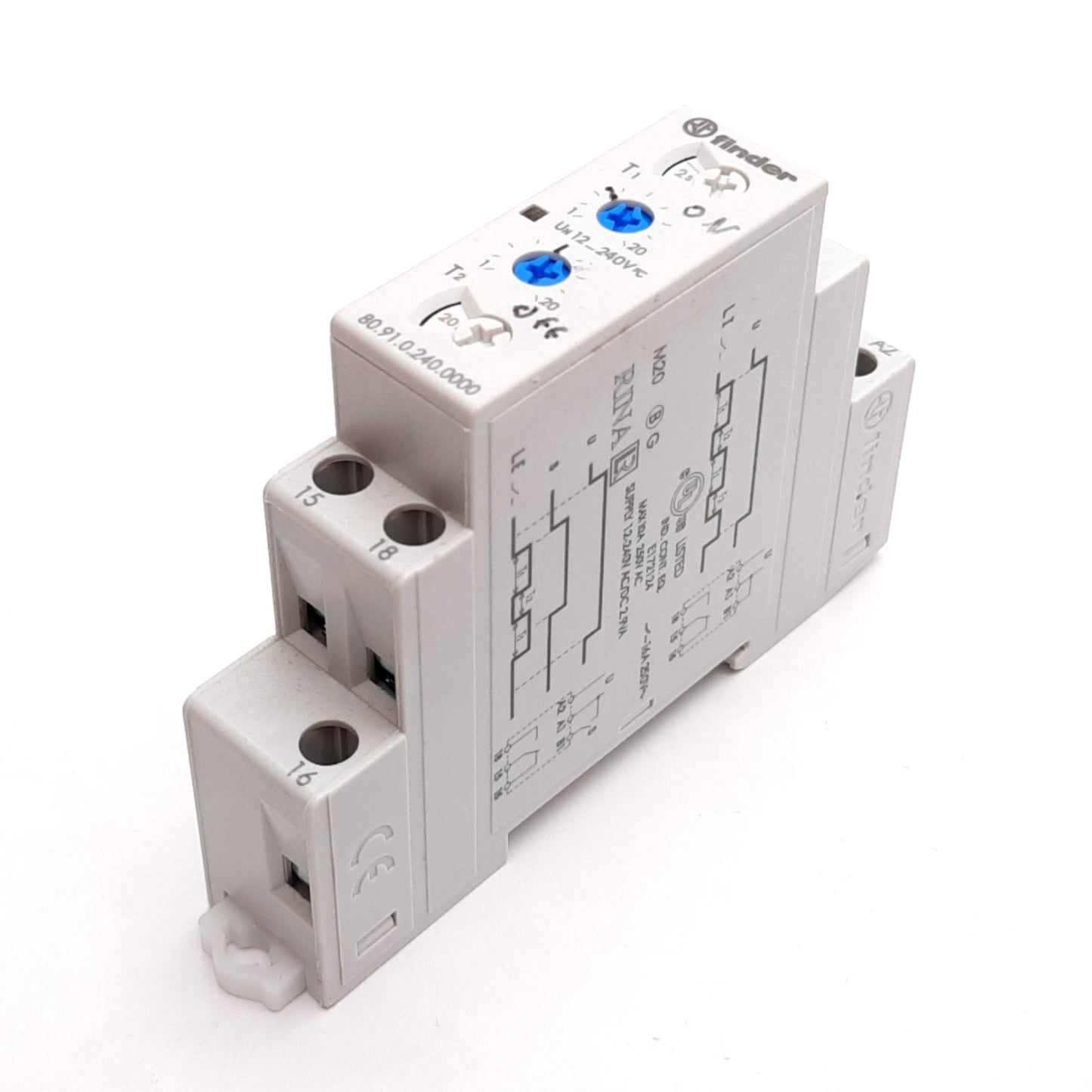 Used Finder 80.91.0.240.0000 Time Delay Relay, SPDT, 0.1s to 24hr, 12-240VAC/DC