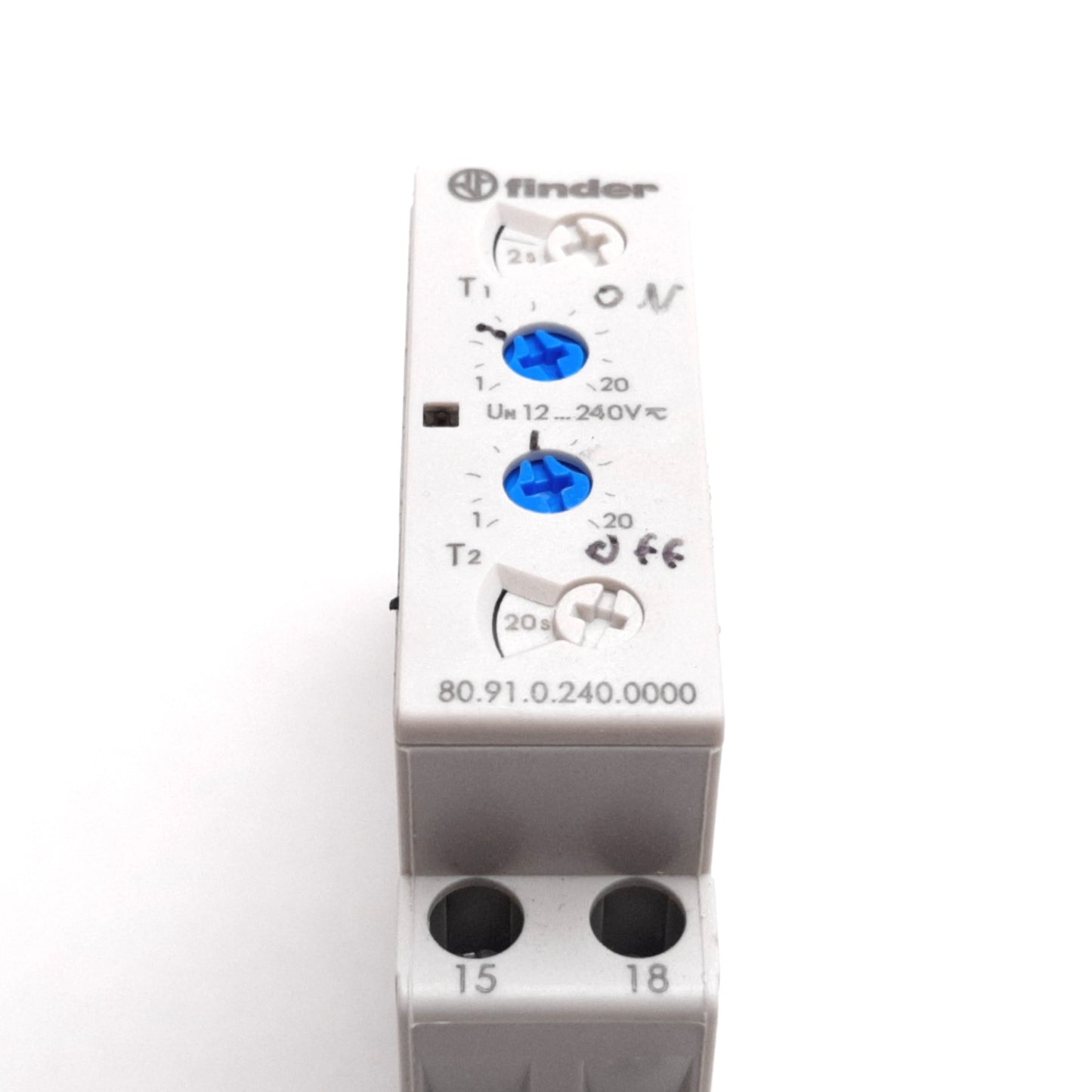 Used Finder 80.91.0.240.0000 Time Delay Relay, SPDT, 0.1s to 24hr, 12-240VAC/DC