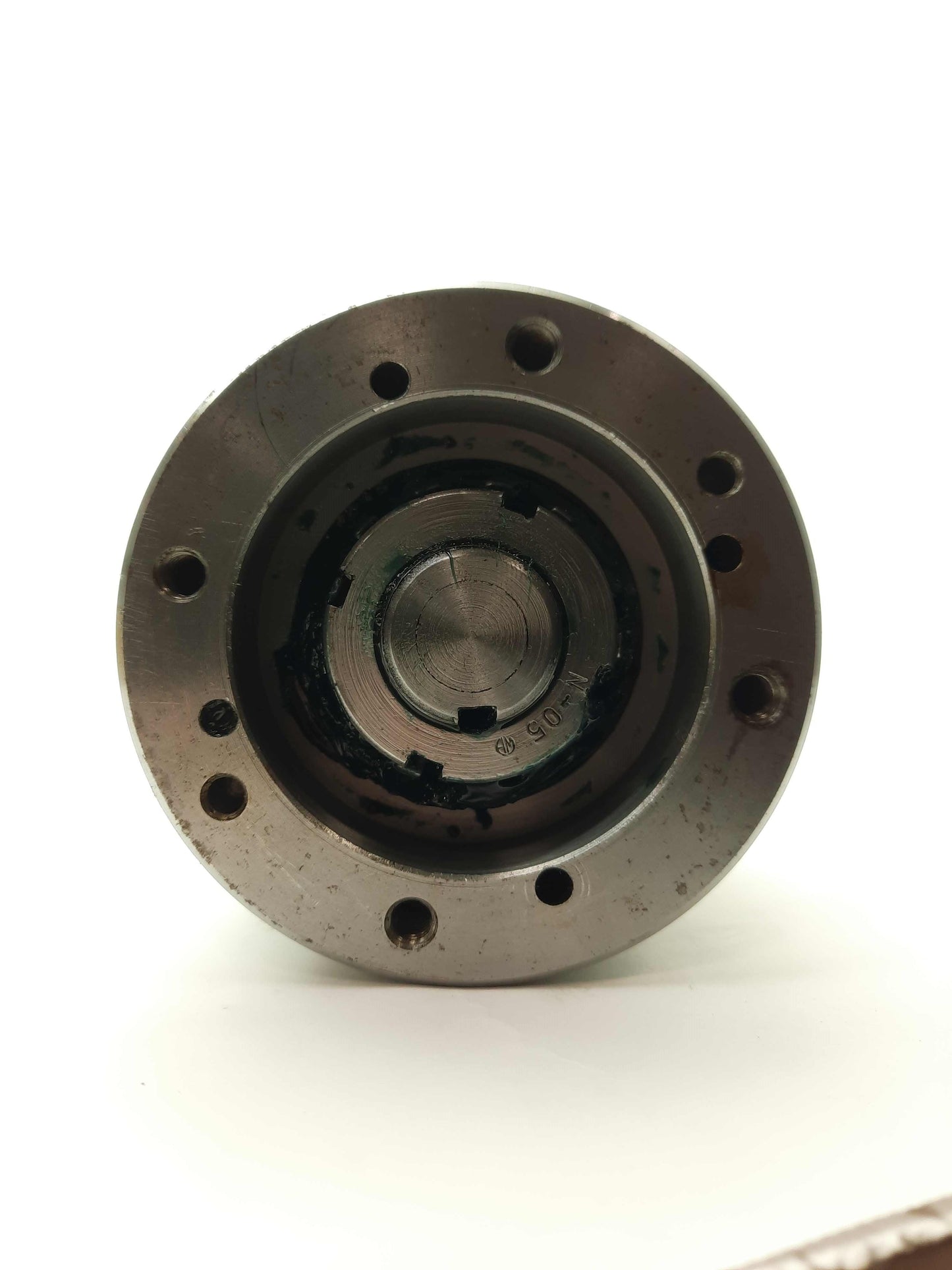 Used  Stainless Steel Rotating Work Fixture, 360°, Ø3 5/8 x 3 3/16" w/Grease Nipple