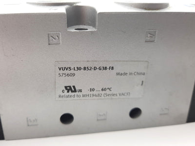 Used Festo VUVS-L30-B52-D-G38-F8 Solenoid Valve 22-145Psi, 2300 l/min, G3/8"