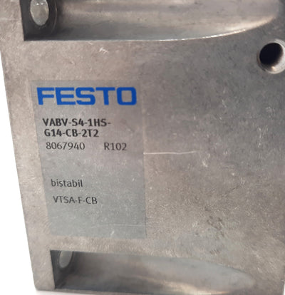 New Festo VABV-S4-1HS-G14-CB-2T2 Manifold Sub Base, Die-Cast Aluminum 54mm W, G1/4