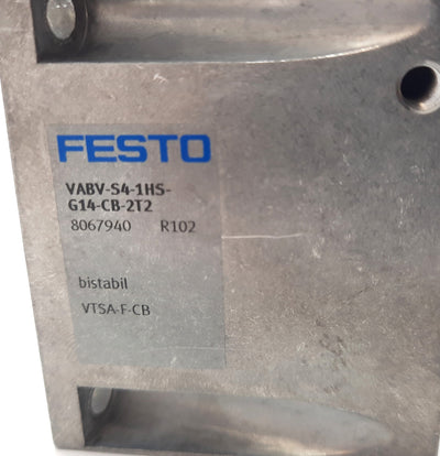 New Festo VABV-S4-1HS-G14-CB-2T2 Manifold Sub Base, Die-Cast Aluminum 54mm W, G1/4