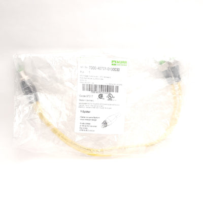 New Murr Elektronik 7000-40701-0130030 Y-Splitter, M12 Male to Two M12 Females, 0.3m