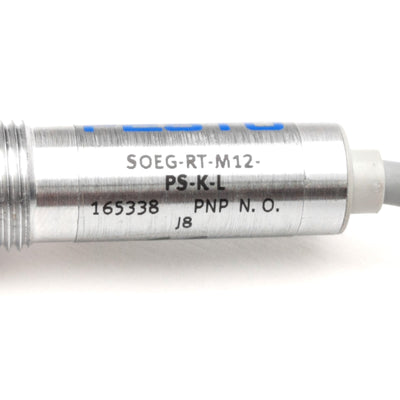 Used Festo SOEG-RT-M12-PS-K-L Diffuse Sensor, 70-300mm Range, 10-30V DC, M12, PNP NO