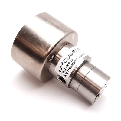 Used Cole-Parmer 07002-23 Micropump Pump Head, Flow: 0.64mL/rev, 300psi Max, 1/8" NPT