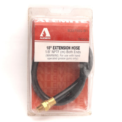 New – Open box Alemite B337595-B1 Hand Grease Gun Extension Hose, 18", 1/8" NPT Male, 6000 Psi