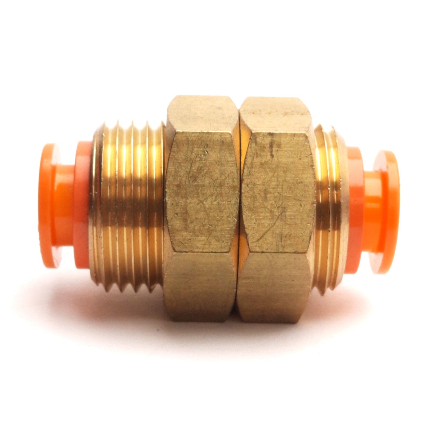 Used Lot of 4 SMC KQ2E04-00A Bulkhead Union 3/8" Push to Connect, 7/8-14UNF Thread