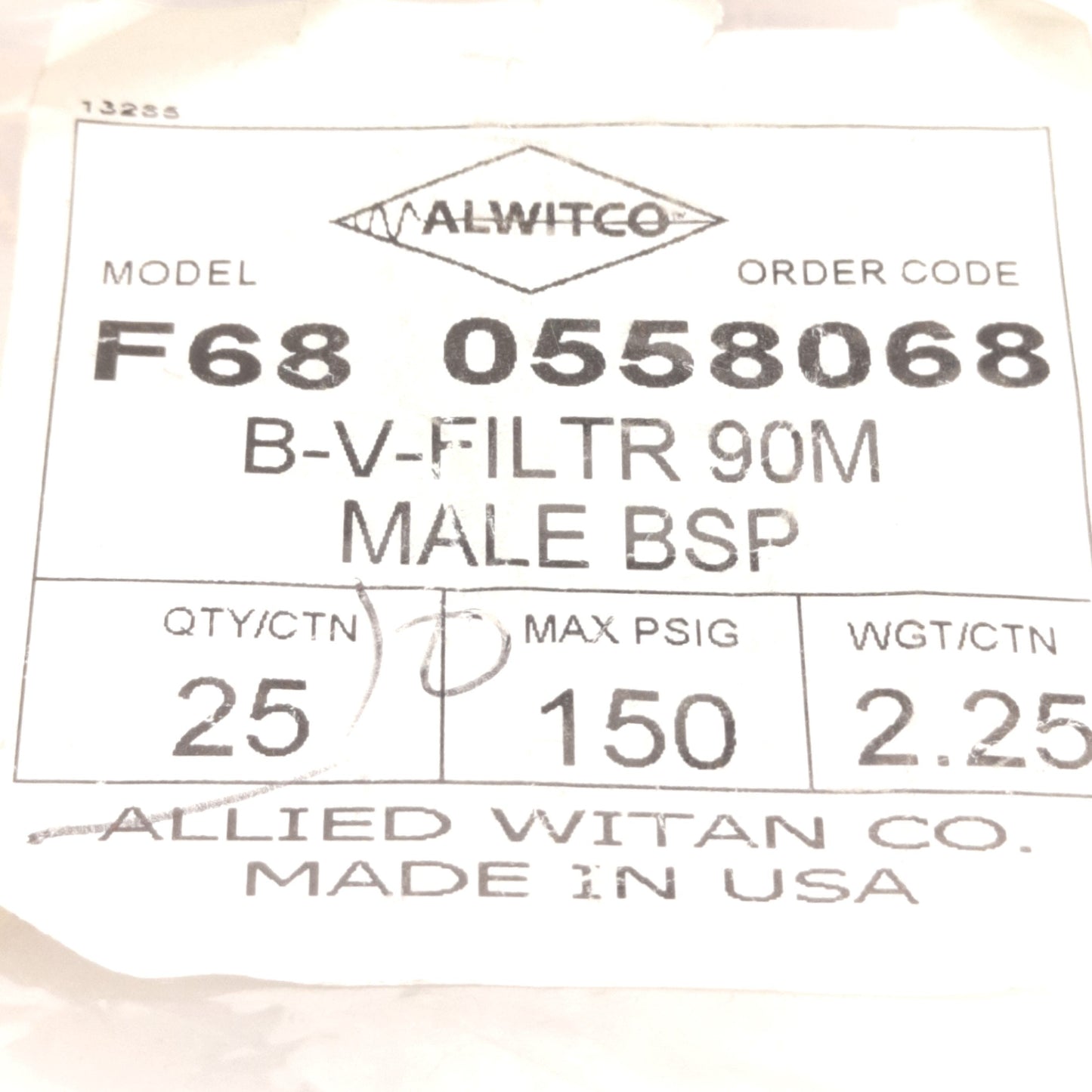 New – Open box Lot of 10 Alwitco F68 0558068 Porous Metal Breather, 90 Micron, 3/4" BSPT