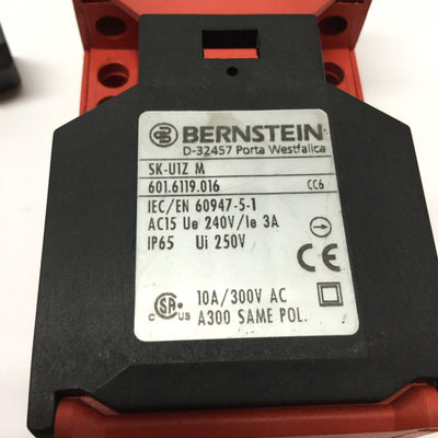 Used Bernstein SK-U1Z M Door Safety Interlock Switch 500VAC 10A, 1NO-1NC w/ Key