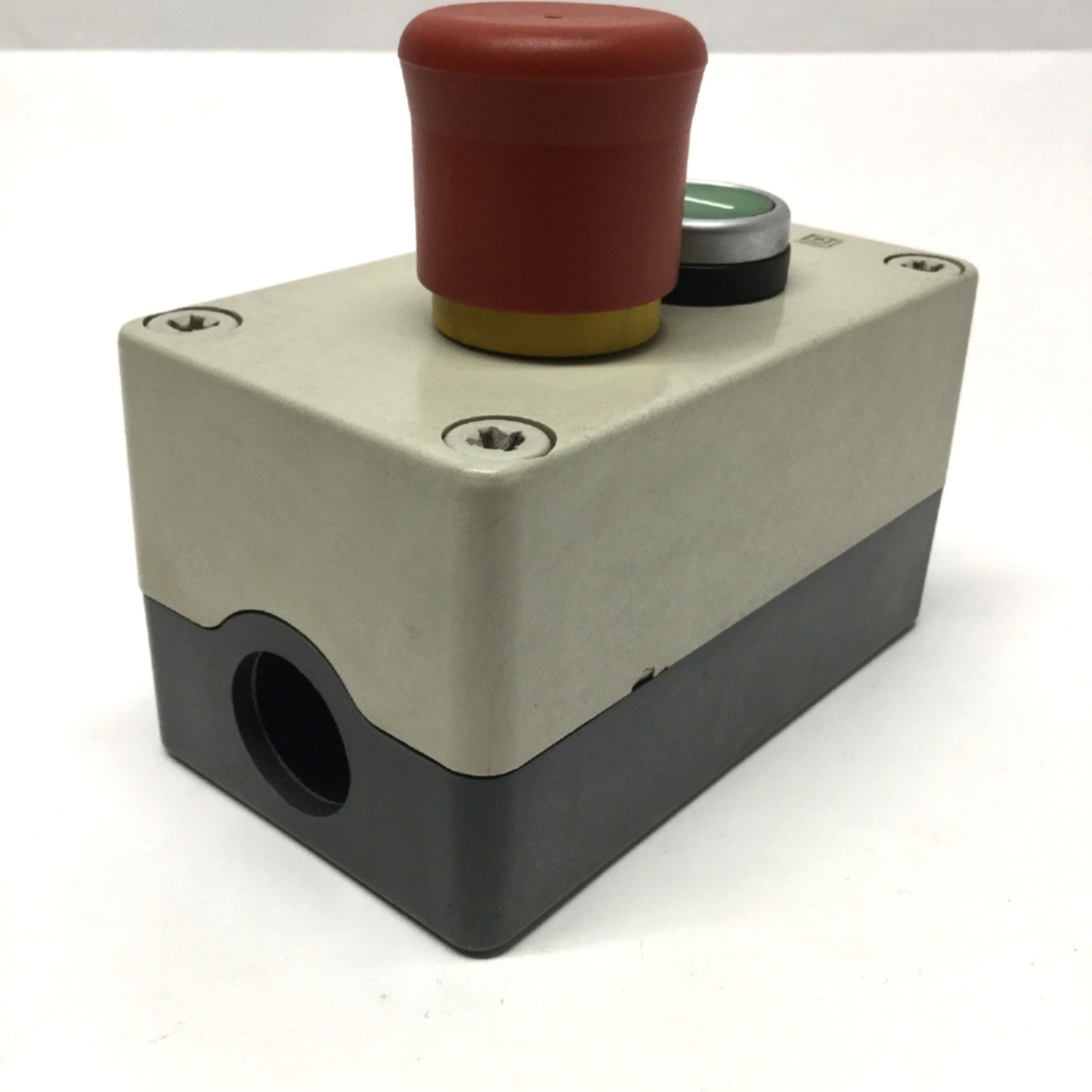 Used Moeller M22-I2 Pushbutton Station w/E-Stop Push-Pull, Green Start Switch 3NO-1NC