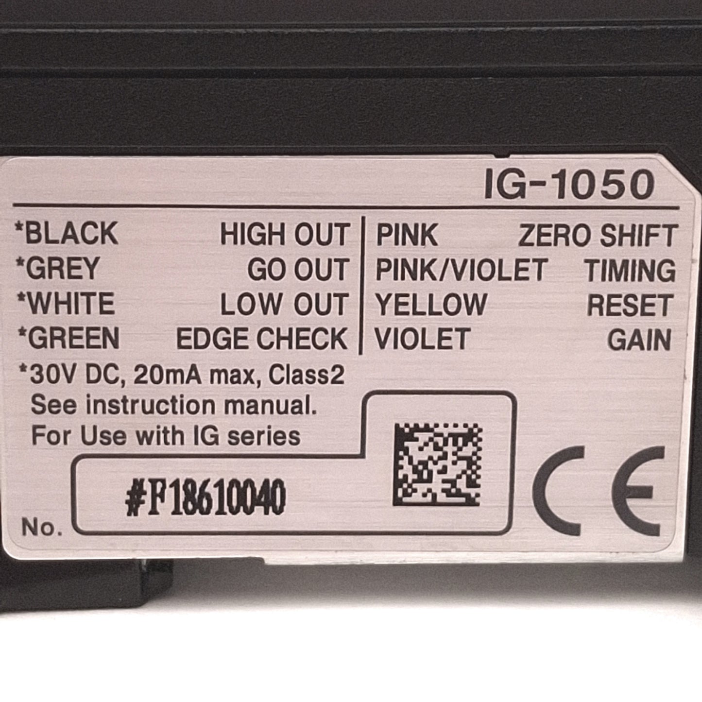 Used Keyence IG-1050 Laser Micrometer Amplifier Unit, 5-Digit Display Red/Green 30VDC