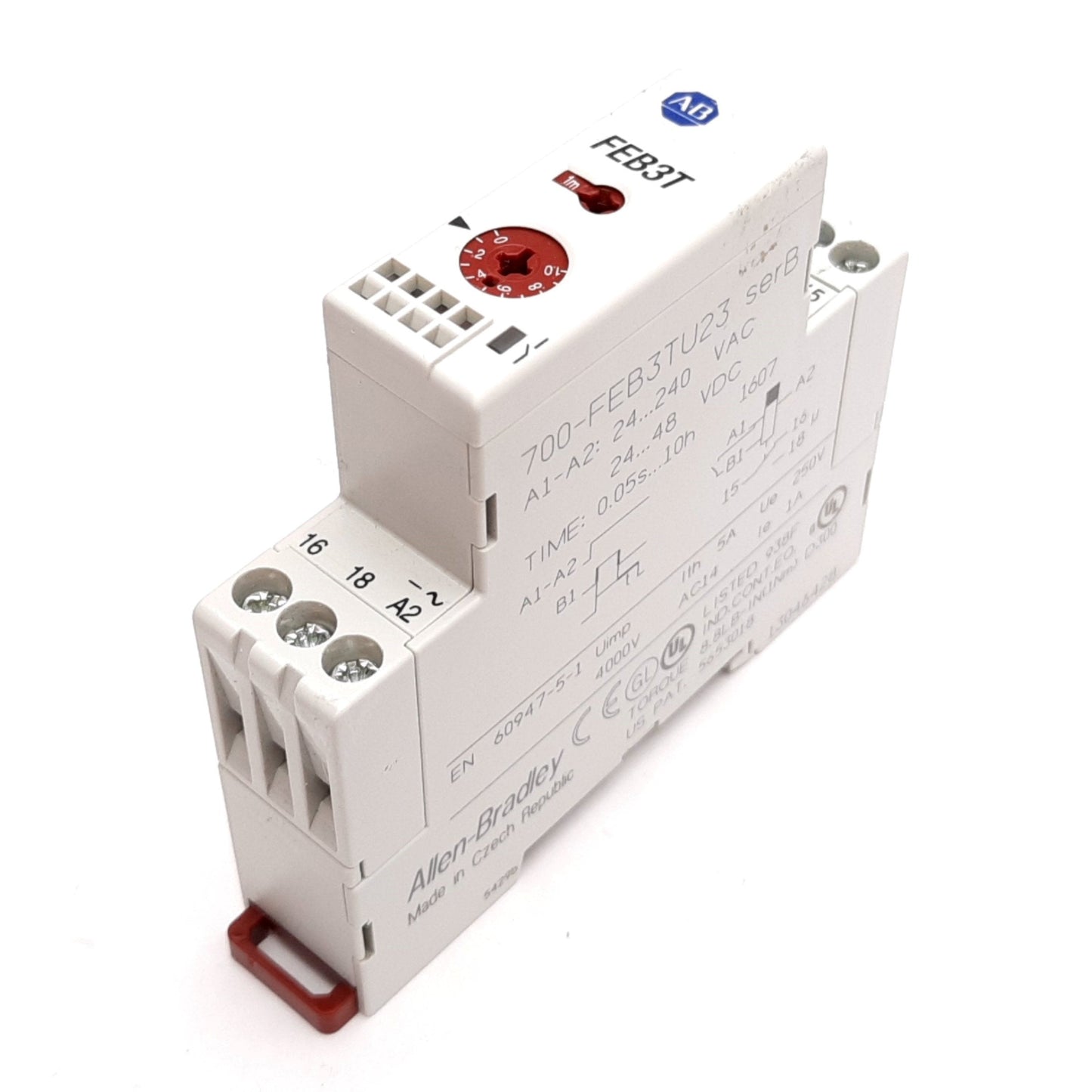 Used Allen Bradley 700-FEB3TU23 Off-Delay Timing Relay, 0.05s-10h, 24-240VAC 24-48VDC