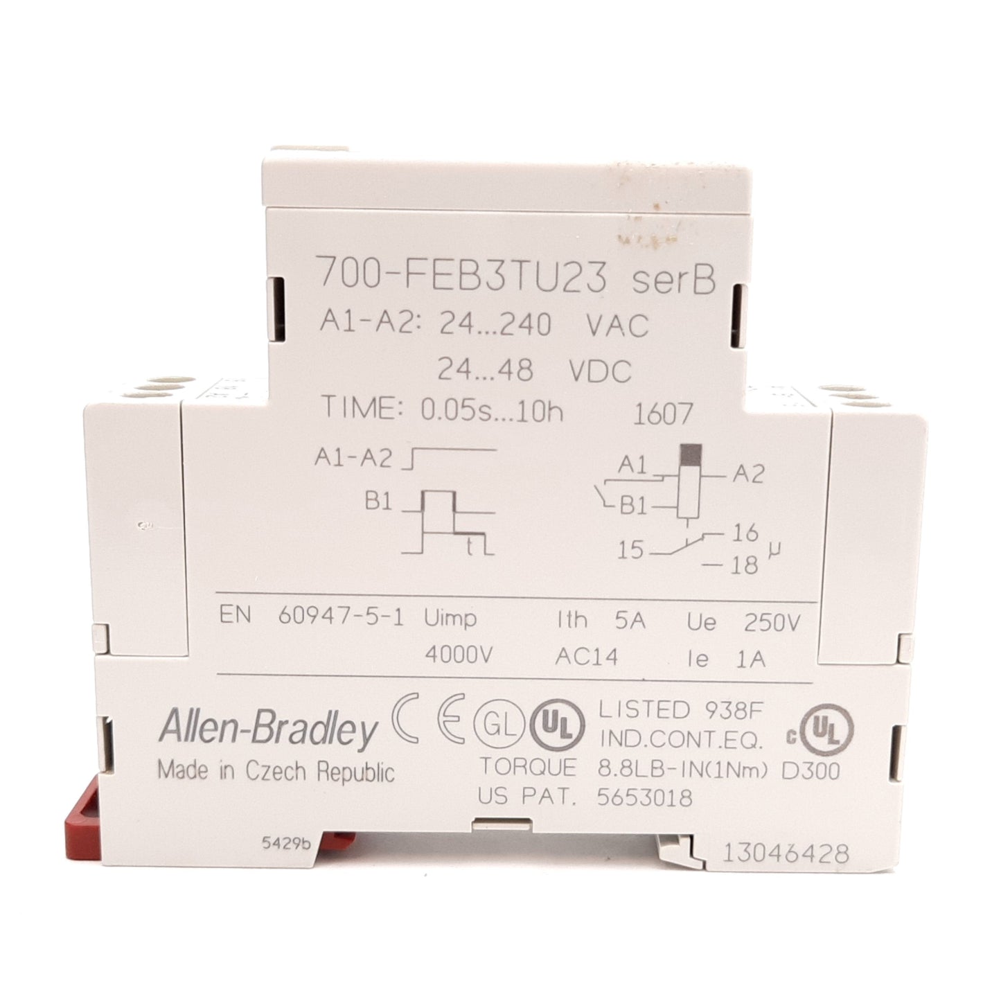 Used Allen Bradley 700-FEB3TU23 Off-Delay Timing Relay, 0.05s-10h, 24-240VAC 24-48VDC