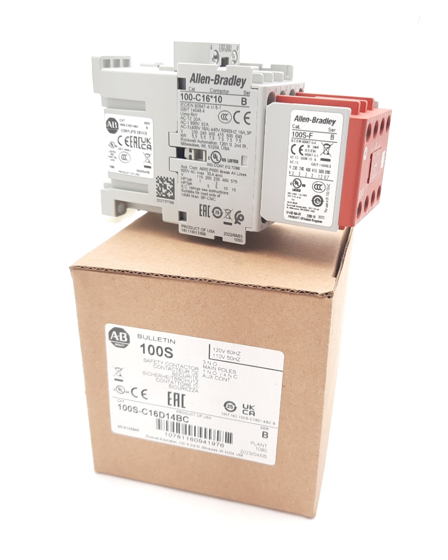 New Allen Bradley 100S-C16D14BC Safety Contactor 12-480VAC 12-250VDC 97A 3 Pole