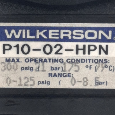 Used Wilkerson P10-02-HPN Pneumatic Regulator, 0-125psi Out, 300psi Max, 1/4" NPT