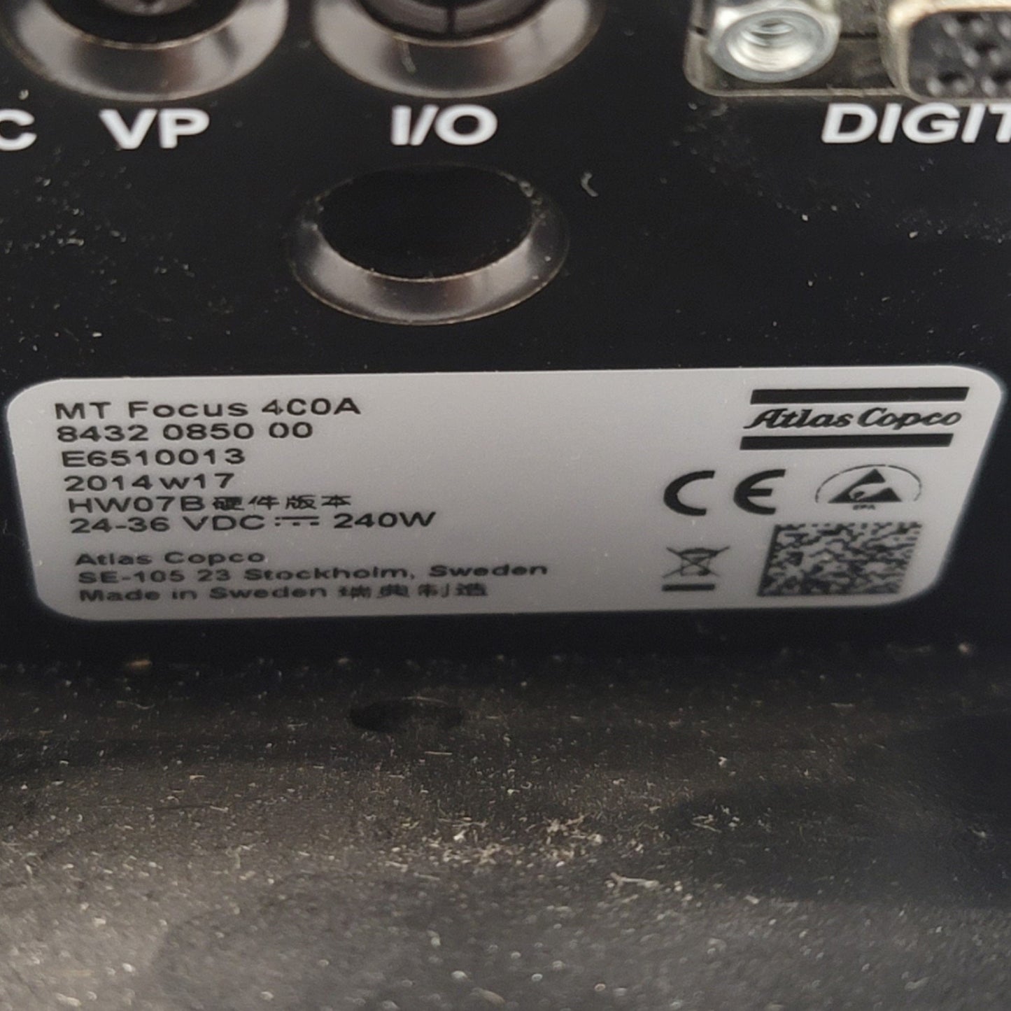 Used Atlas Copco MT Focus 400A Screwdriver Controller 24-36VDC, 0.5cNm-250cNm