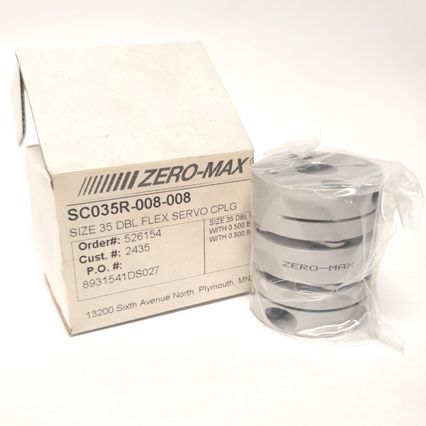 New Zero Max SC035R-008-008 ServoClass Double Flex Motor Coupling, 0.5" to 0.5"