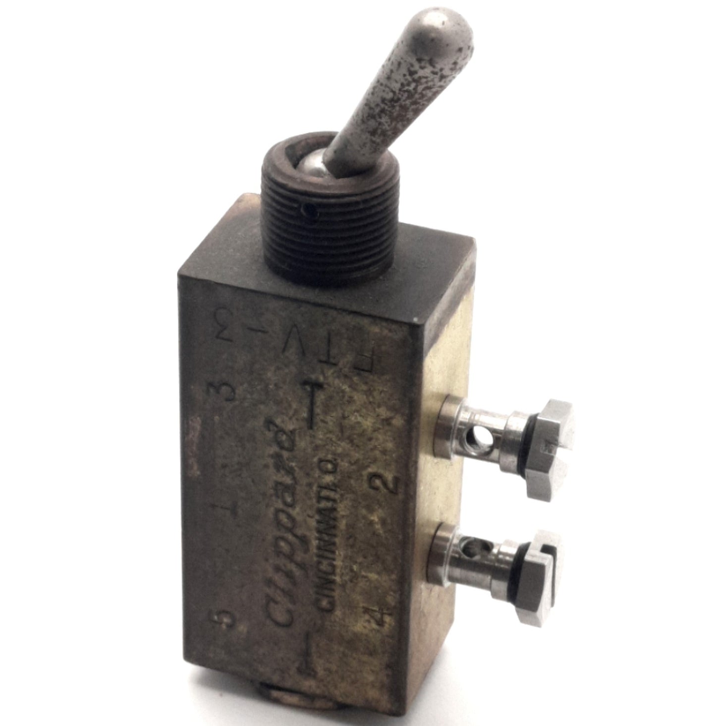 Used Clippard FTV-3 Toggle Valve, 2-Position, 150psi Max, 3x 10-32 Ports, 295 l/min