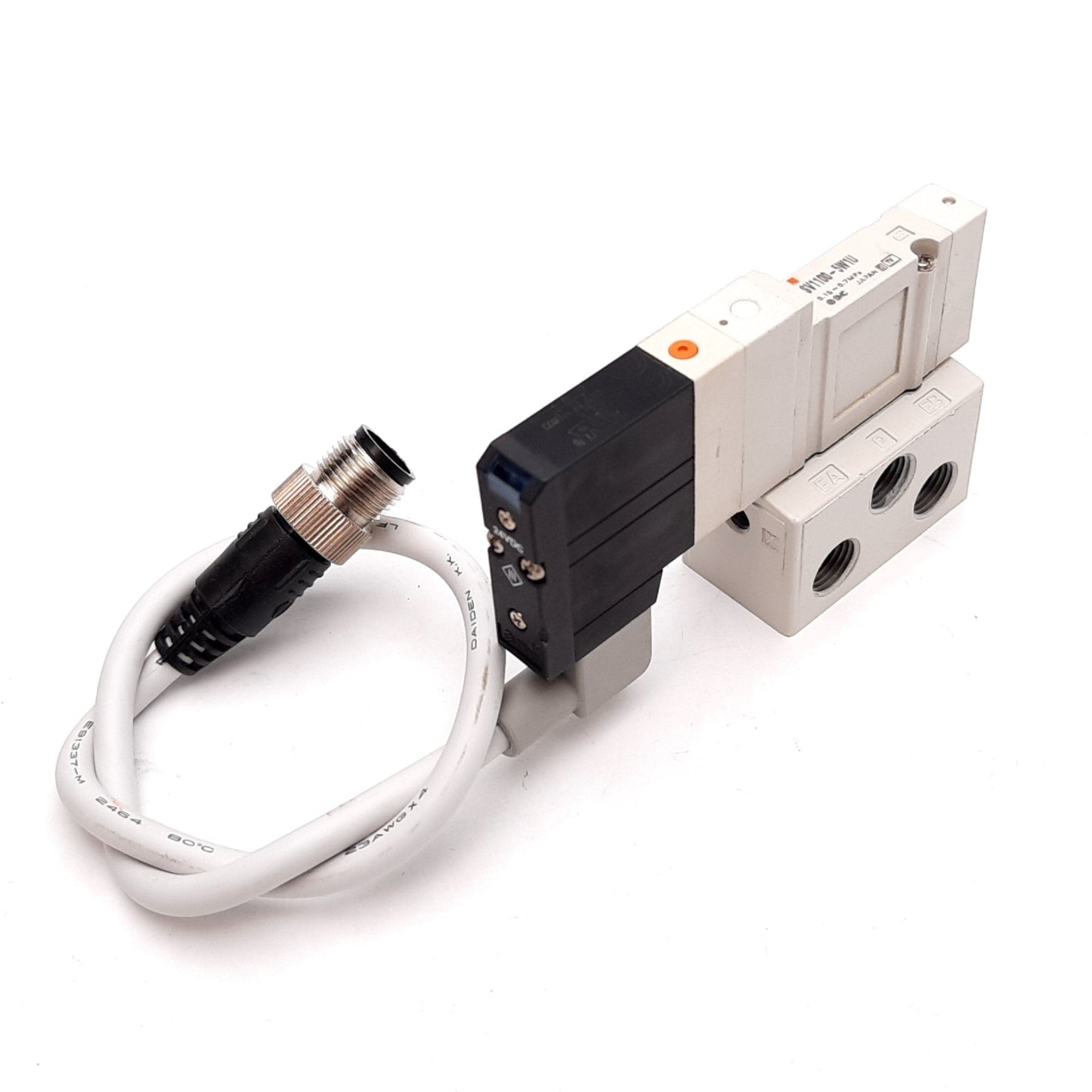 Used SMC SV1100-5W1U Solenoid Valve, 2-Position 5-Port, 24VDC, 0.15-0.7MPa, 1/8" NPT