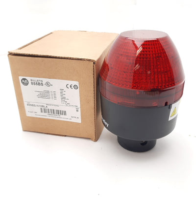 New Allen Bradley 855BS-N10BL4 Industrial Beacon Red 90mm, 120VAC IP60 1/2" NPT